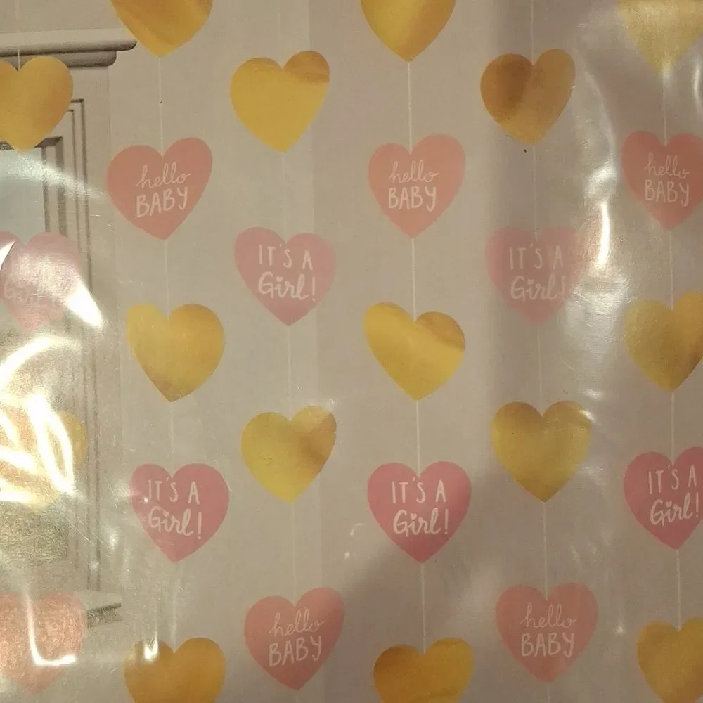 Baby Girl Baby Shower Backdrop & String Decorations